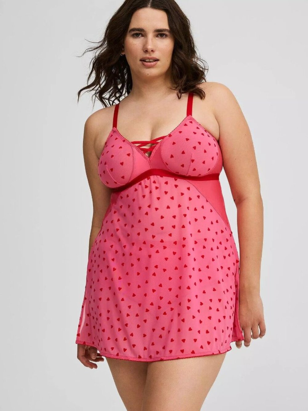 NWT Torrid French Hearts 3 Piece Cup Babydoll